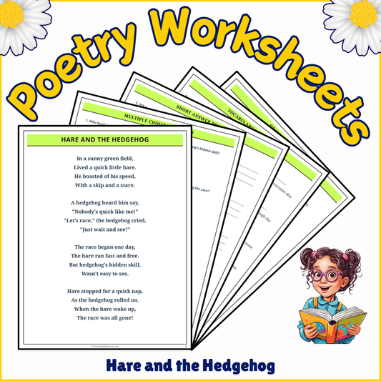 Hare and the Hedgehog | Poem Grammar Worksheet Printable Activity