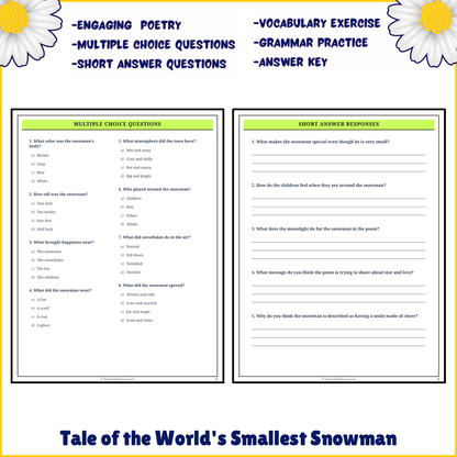 Tale of the World's Smallest Snowman | Poem Grammar Worksheet Printable Activity