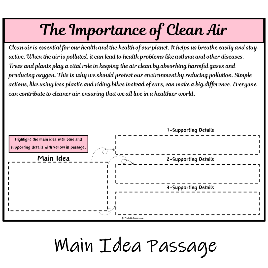 The Importance of Clean Air | Main Idea and Supporting Details Reading Passage and Questions