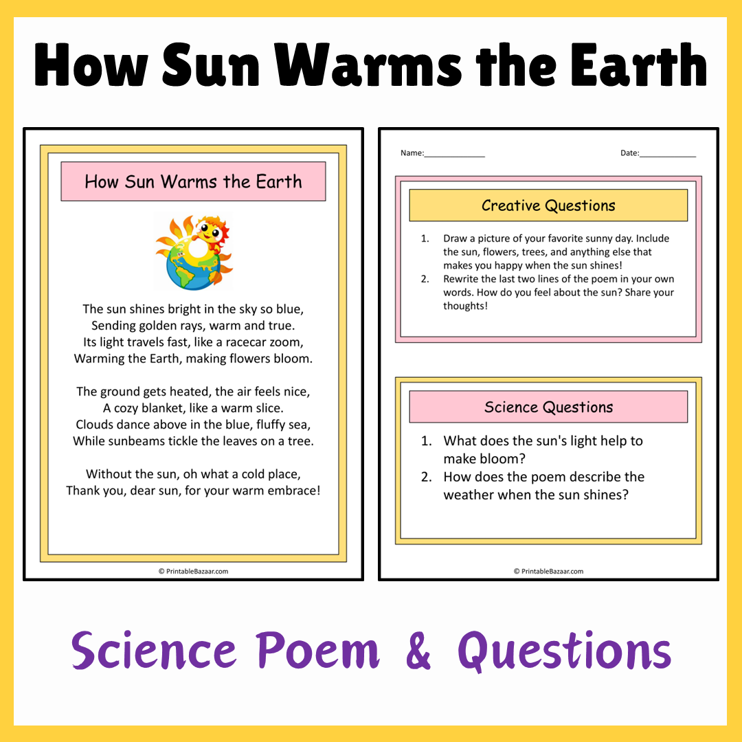 How Sun Warms the Earth | Science Poem Reading Comprehension Activity