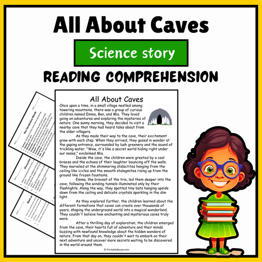 All About Caves | Science Story Reading Comprehension Activity