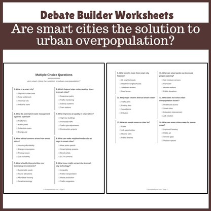 Are smart cities the solution to urban overpopulation? | Favour and Against Worksheet Printable Activity