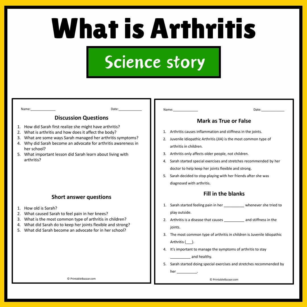 What is Arthritis | Science Story Reading Comprehension Activity