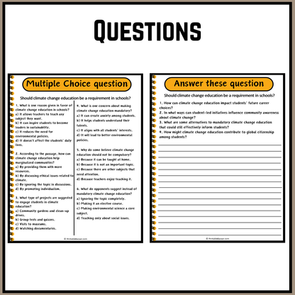 Should climate change education be a requirement in schools? | Debate Case Study Worksheet