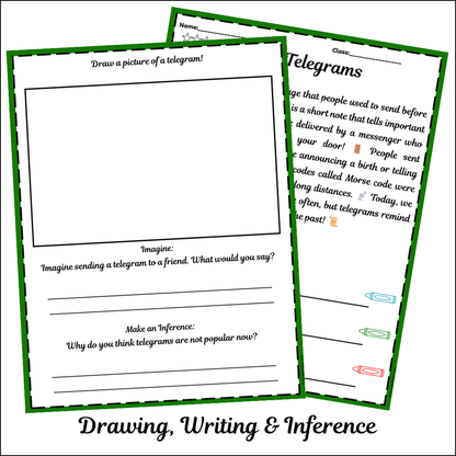 Telegrams | Short Reading Comprehension Creative Worksheet