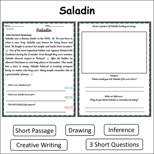 Saladin | Short Reading Comprehension Creative Worksheet