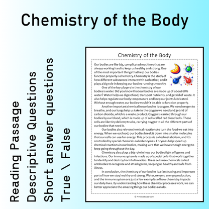 Chemistry of the Body | Reading Comprehension Passage Printable Worksheet