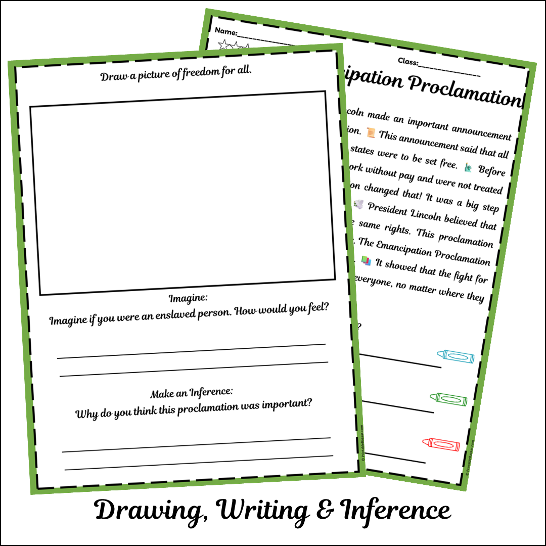 The Emancipation Proclamation | Short Reading Comprehension Creative Worksheet