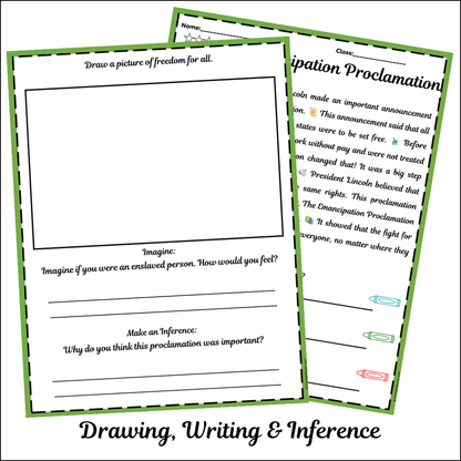 The Emancipation Proclamation | Short Reading Comprehension Creative Worksheet