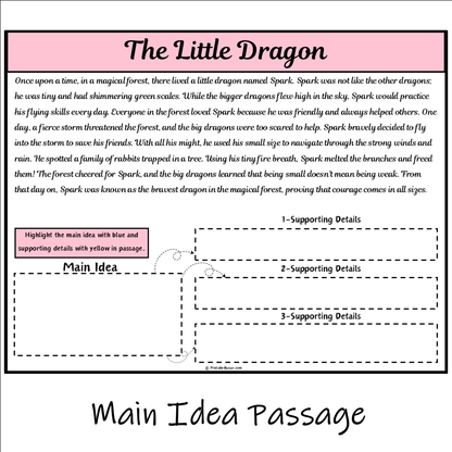 The Little Dragon | Main Idea and Supporting Details Reading Passage and Questions