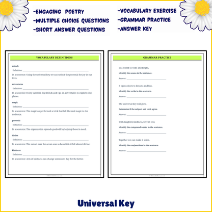 Universal Key | Poem Grammar Worksheet Printable Activity