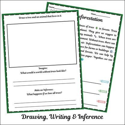 Deforestation | Short Reading Comprehension Creative Worksheet