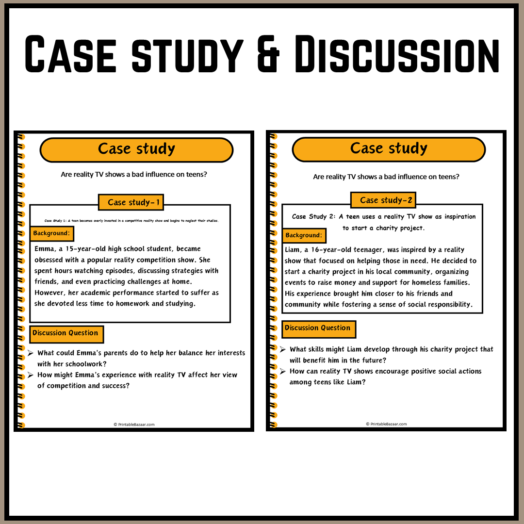 Are reality TV shows a bad influence on teens? | Debate Case Study Worksheet