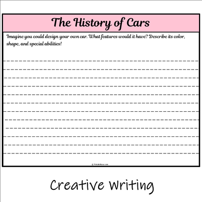 The History of Cars | Main Idea and Supporting Details Reading Passage and Questions