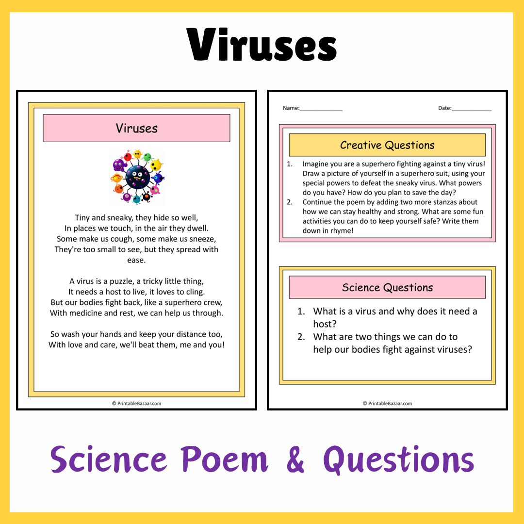 Viruses | Science Poem Reading Comprehension Activity