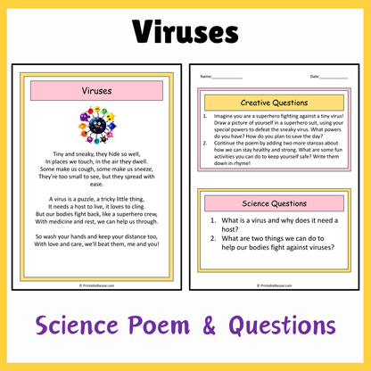 Viruses | Science Poem Reading Comprehension Activity