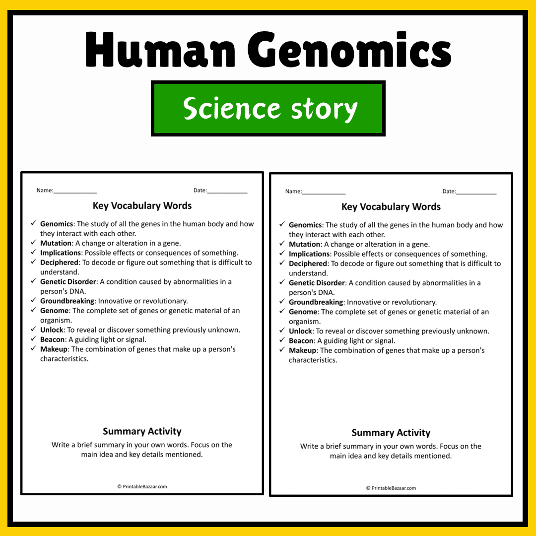 Human Genomics | Science Story Reading Comprehension Activity