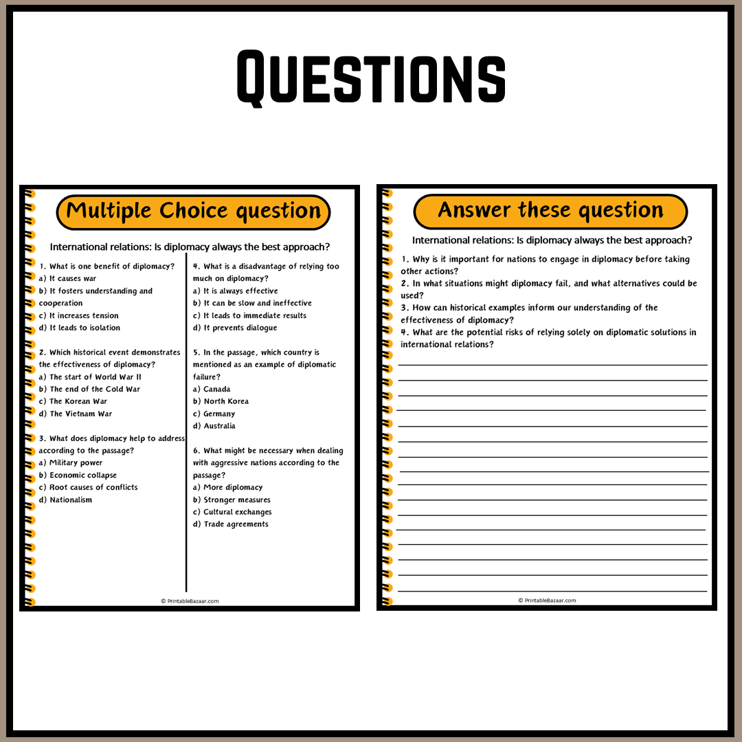 International relations: Is diplomacy always the best approach? | Debate Case Study Worksheet