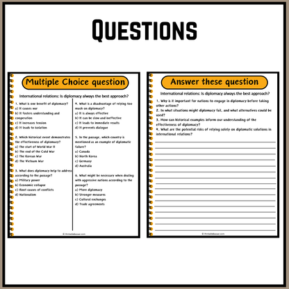 International relations: Is diplomacy always the best approach? | Debate Case Study Worksheet