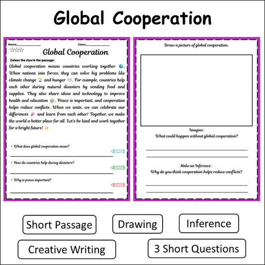 Global Cooperation | Short Reading Comprehension Creative Worksheet
