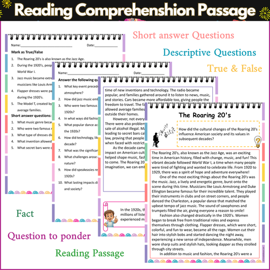 The Roaring 20's | Reading Comprehension Passage and Questions