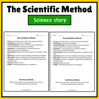 The Scientific Method | Science Story Reading Comprehension Activity