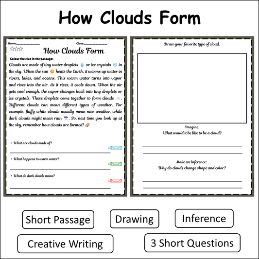 How Clouds Form | Short Reading Comprehension Creative Worksheet
