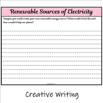 Renewable Sources of Electricity | Main Idea and Supporting Details Reading Passage and Questions