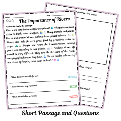 The Importance of Rivers | Short Reading Comprehension Creative Worksheet