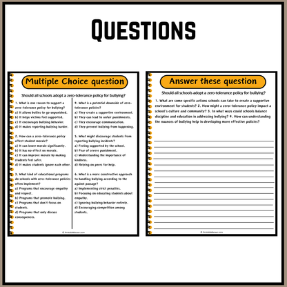 Should all schools adopt a zero-tolerance policy for bullying? | Debate Case Study Worksheet