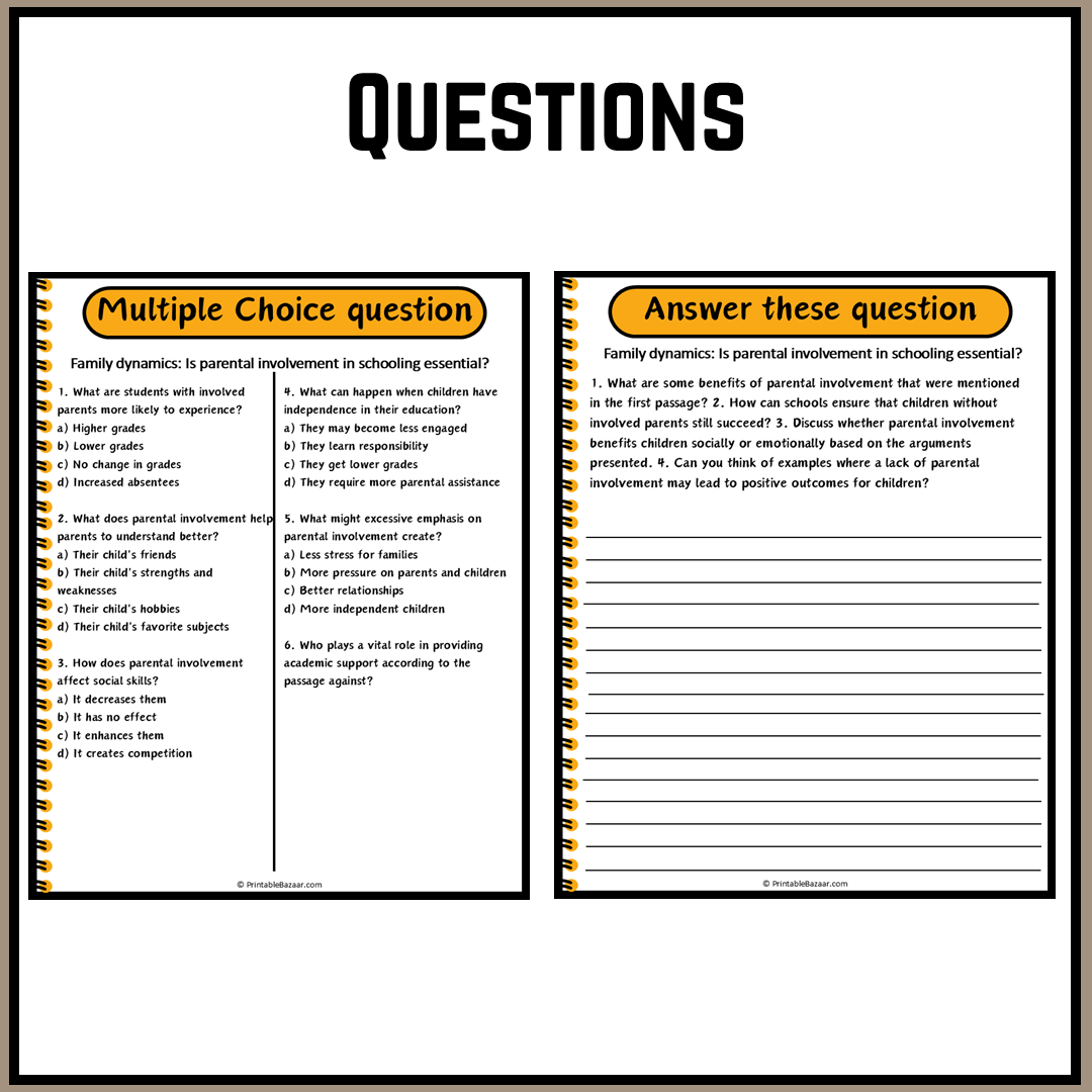 Family dynamics: Is parental involvement in schooling essential? | Debate Case Study Worksheet