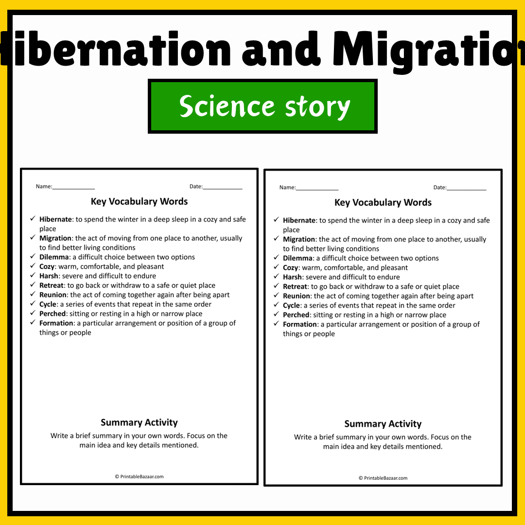 Hibernation and Migration | Science Story Reading Comprehension Activity
