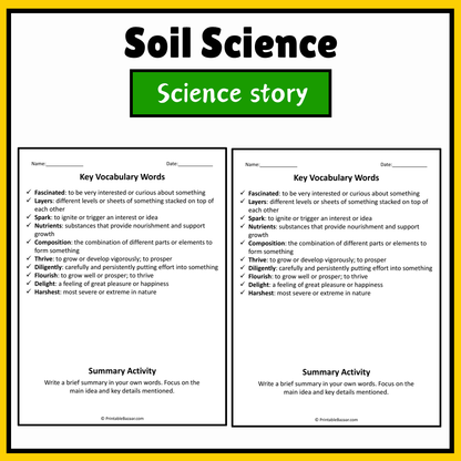 Soil Science | Science Story Reading Comprehension Activity