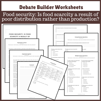 Food security: Is food scarcity a result of poor distribution rather than production? | Favour and Against Worksheet Printable Activity