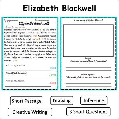 Elizabeth Blackwell | Short Reading Comprehension Creative Worksheet