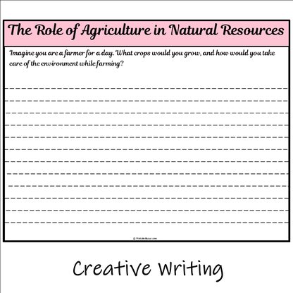 The Role of Agriculture in Natural Resources | Main Idea and Supporting Details Reading Passage and Questions