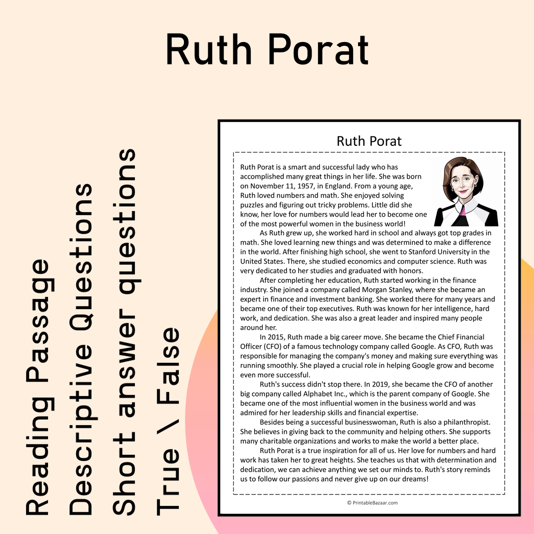 Ruth Porat | Reading Comprehension Passage Printable Activity