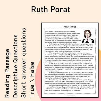 Ruth Porat | Reading Comprehension Passage Printable Activity