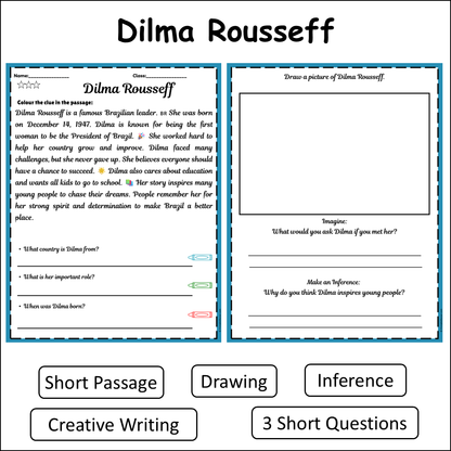 Dilma Rousseff | Short Reading Comprehension Creative Worksheet