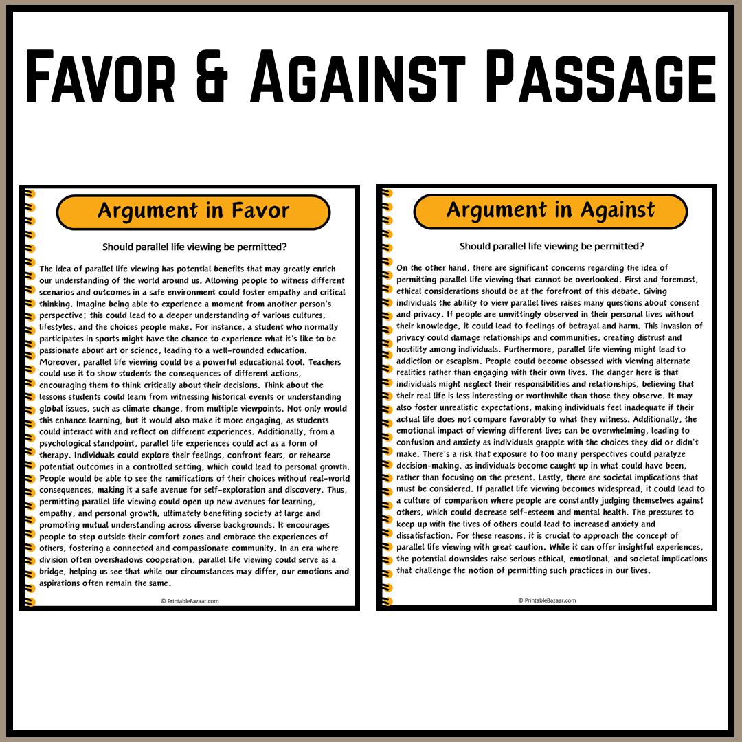 Should parallel life viewing be permitted? | Debate Case Study Worksheet