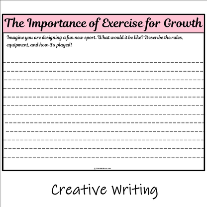 The Importance of Exercise for Growth | Main Idea and Supporting Details Reading Passage and Questions