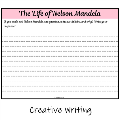 The Life of Nelson Mandela | Main Idea and Supporting Details Reading Passage and Questions