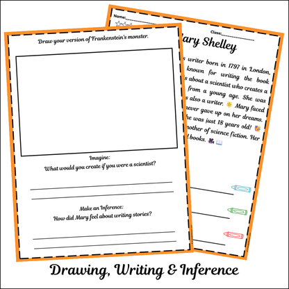 Mary Shelley | Short Reading Comprehension Creative Worksheet