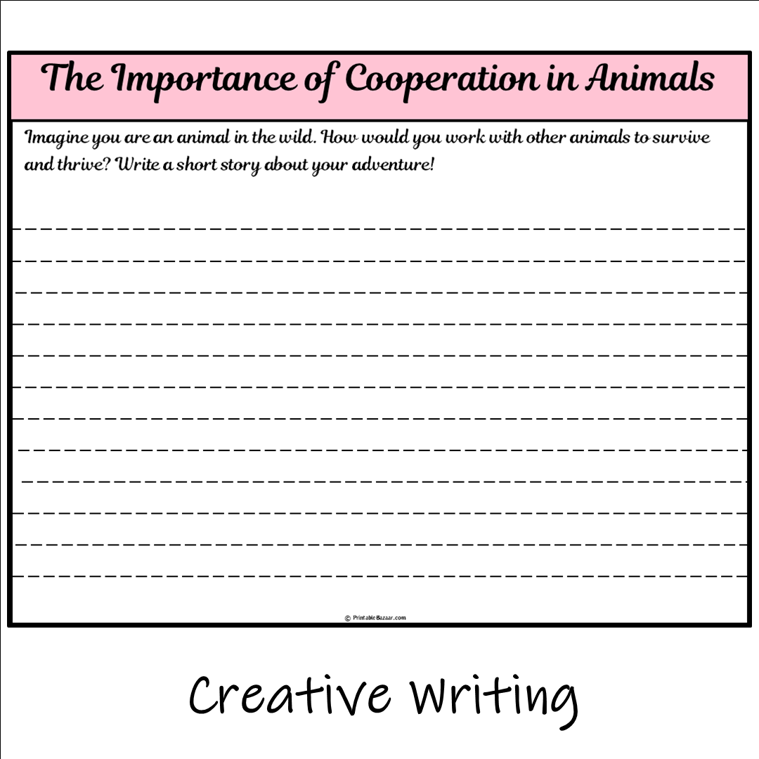 The Importance of Cooperation in Animals | Main Idea and Supporting Details Reading Passage and Questions