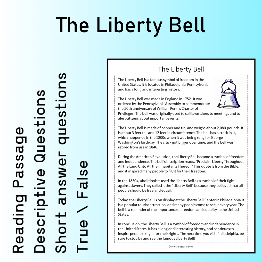 The Liberty Bell | Reading Comprehension Passage Printable Worksheet