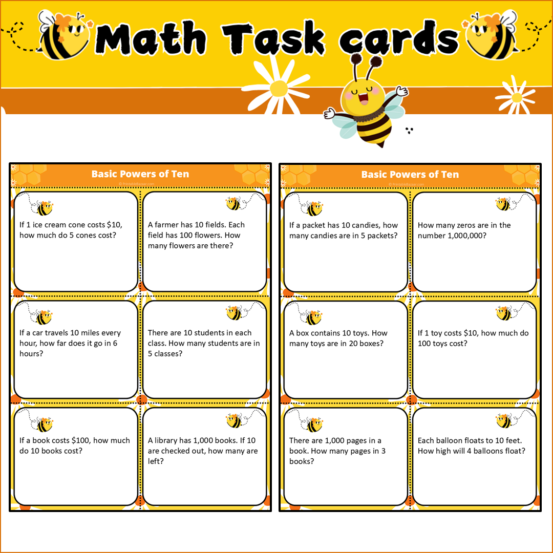 Basic Powers of Ten | Math Task Cards