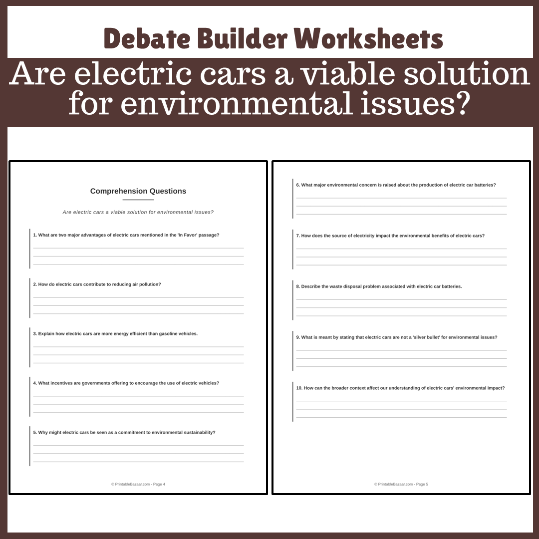 Are electric cars a viable solution for environmental issues? | Favour and Against Worksheet Printable Activity