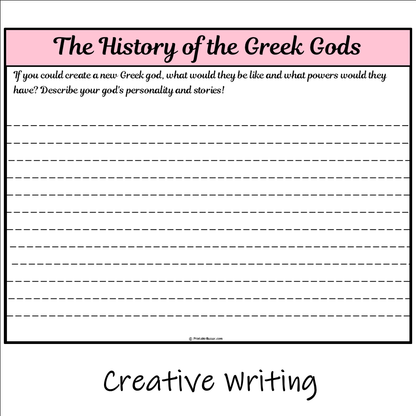 The History of the Greek Gods | Main Idea and Supporting Details Reading Passage and Questions