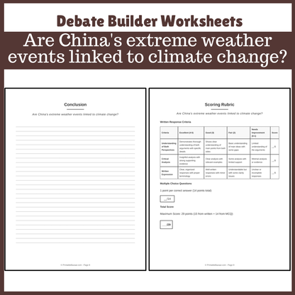 Are China's extreme weather events linked to climate change? | Favour and Against Worksheet Printable Activity