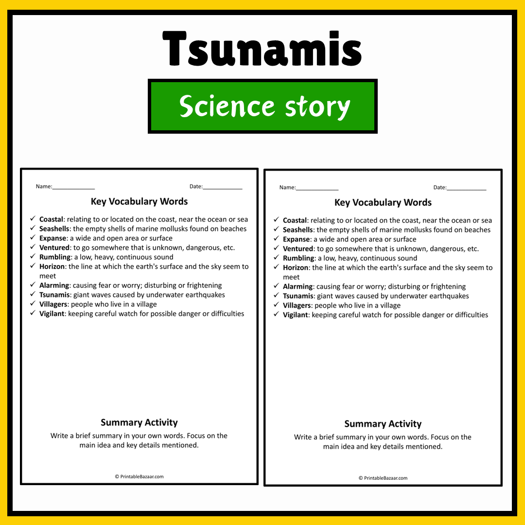 Tsunamis | Science Story Reading Comprehension Activity